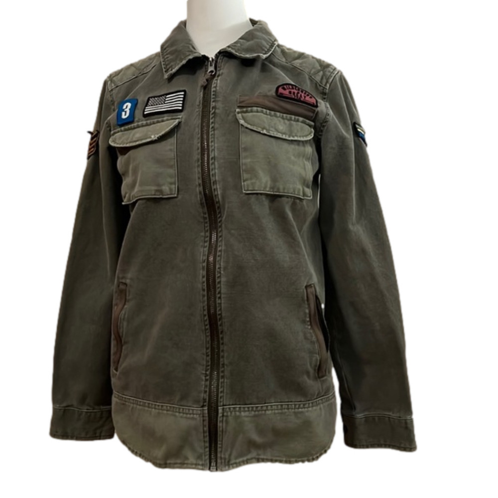 art class Olive Green Kids Jacket with Patches